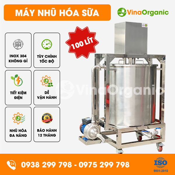 NH100 - Máy nhũ hóa sữa 100L, nhũ hoá mịn và đồng nhất sữa
