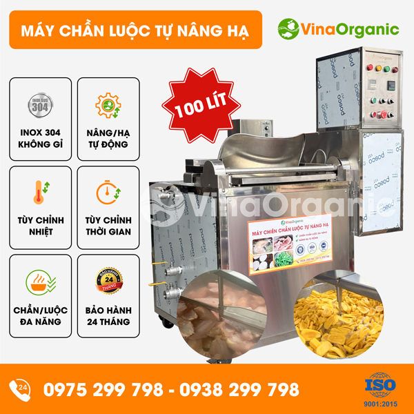 CTD100 - Máy chần luộc tự nâng hạ 100L, chần luộc rau củ thực phẩm
