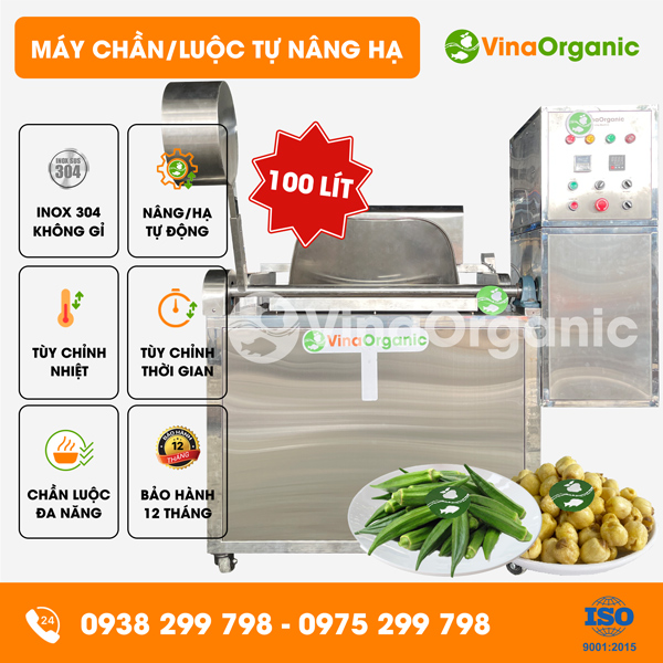 CTD100 - Máy chần luộc tự nâng hạ 100L, chần luộc rau củ thực phẩm