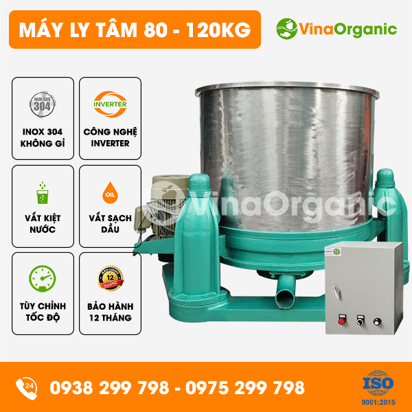 LT12040 - Máy ly tâm 80 - 120kg có biến tần, vắt dầu, vắt nước thực phẩm