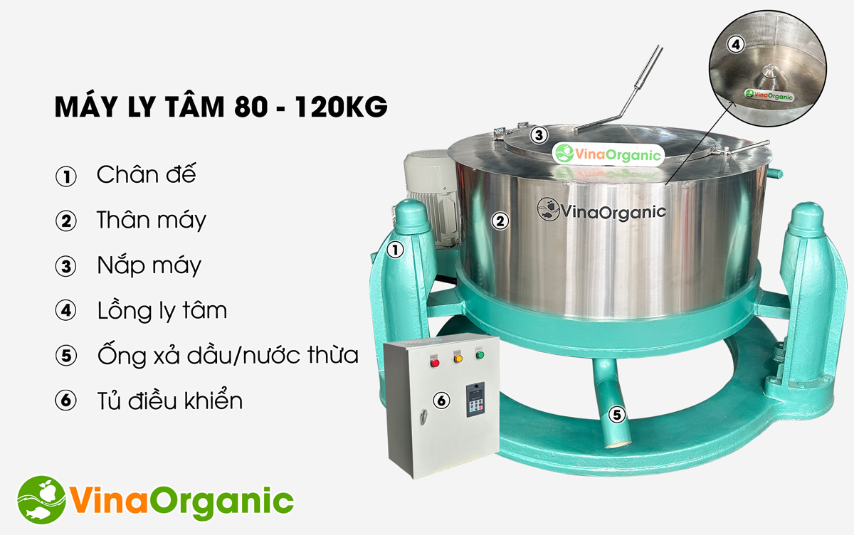 Máy ly tâm 80 - 120kg có biến tần, vắt kiệt dầu, vắt kiệt nước cho nhiều sản phẩm nông sản, tảo xoắn, dịch quả. Liên hệ Hotline 0938299798 – 0975299798