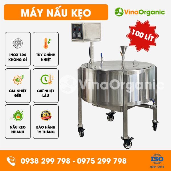CDK100 - Máy nấu cô đặc kẹo 100L, nấu kẹo dẻo vuông, kẹo hình thú