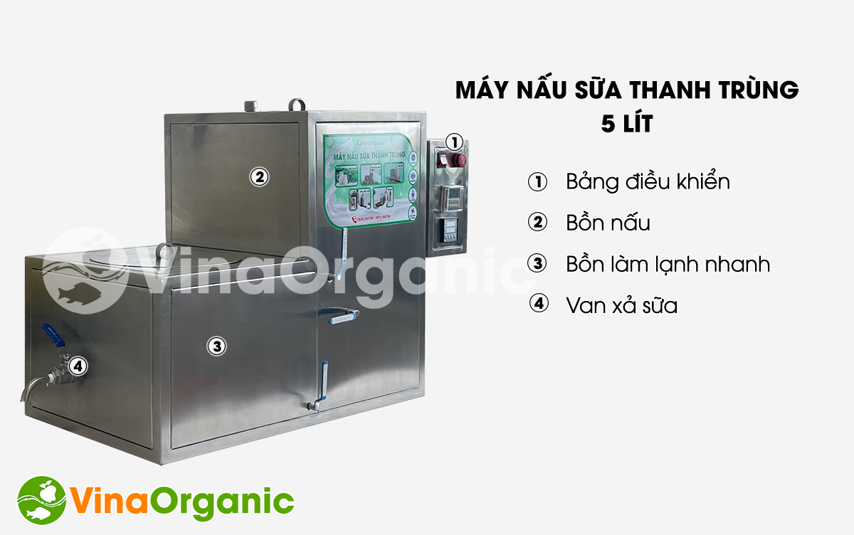 Máy nấu sữa thanh trùng 5L, full inox 304, gia nhiệt đều, giữ nhiệt lâu. Liên hệ ngay qua số Hotline/Zalo: 0938299798 – 0975299798 để được tư vấn và hỗ trợ!