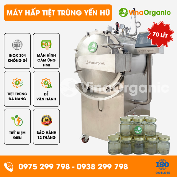 HTT70 - Máy hấp tiệt trùng 70L, tiệt trùng yến hũ