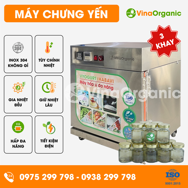 HV003 - Máy chưng yến 3 khay (40x40cm), năng suất 15L/mẻ