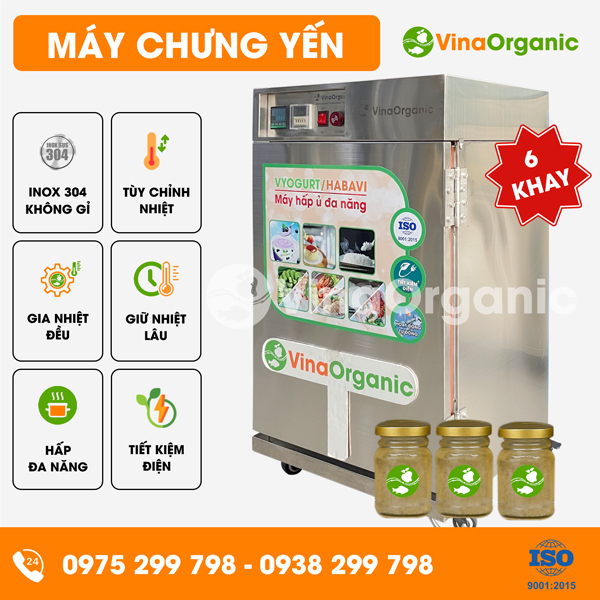 HV006 - Máy chưng yến 6 khay (40x40cm), năng suất 30L/mẻ