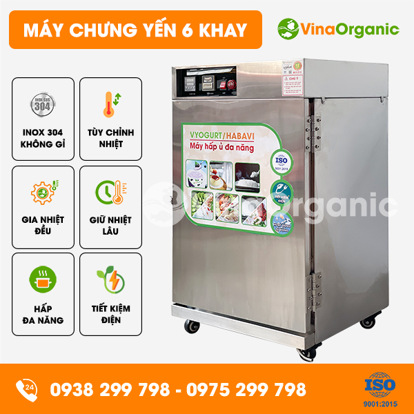HV006 - Máy chưng yến 6 khay (40x40cm), năng suất 30L/mẻ