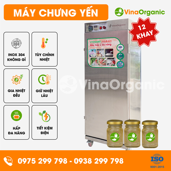 HV012 - Máy chưng yến 12 khay (40x40cm), năng suất 60L/mẻ
