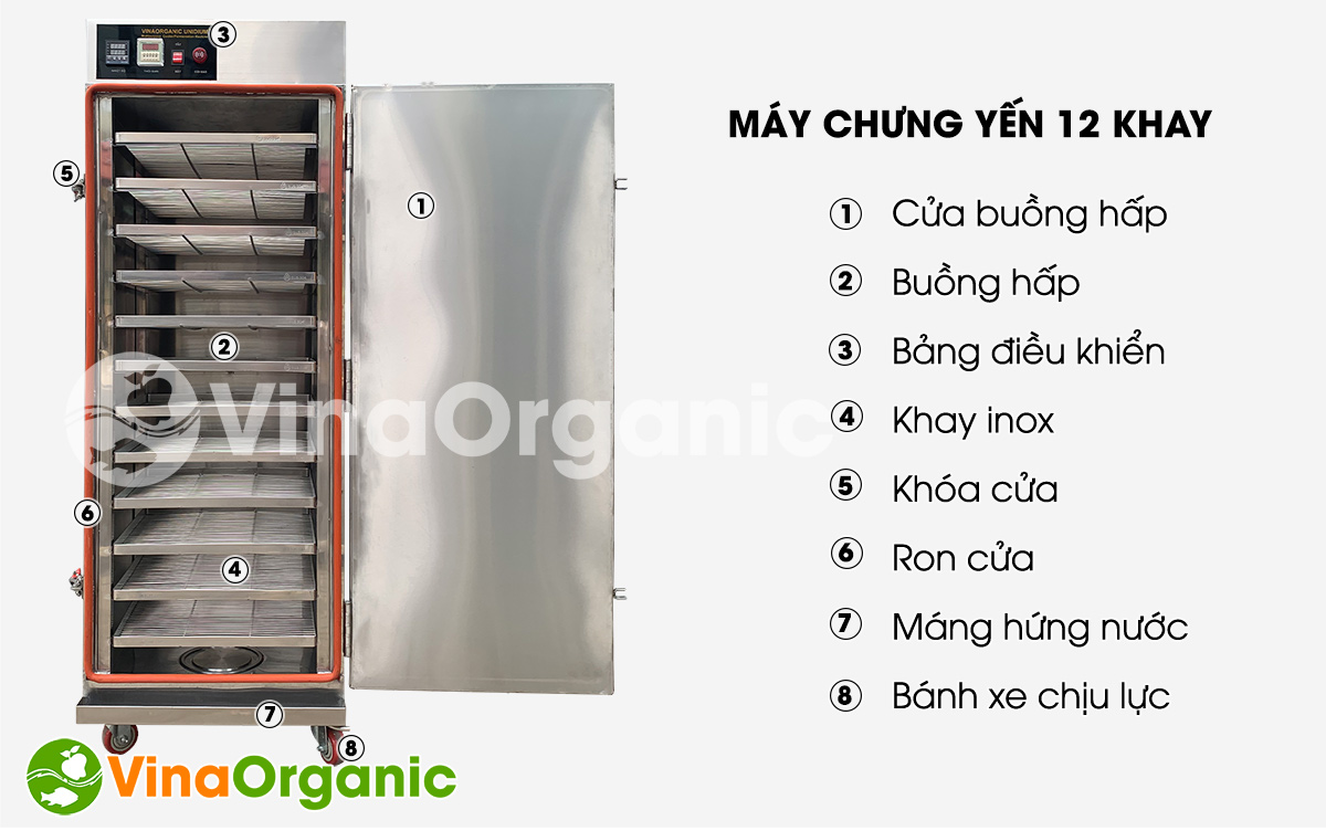 Máy chưng yến 12 khay, model HV012, full inox 304, tiết kiệm điện, chưng yến, ủ sữa chua, hấp bánh flan,... Hotline/Zalo: 0938299798 – 0975299798.