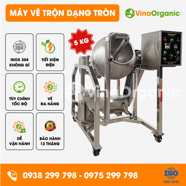 MVTT05 - Máy vê trộn dạng tròn 5kg, vê đậu phộng da cá, vê hạt điều