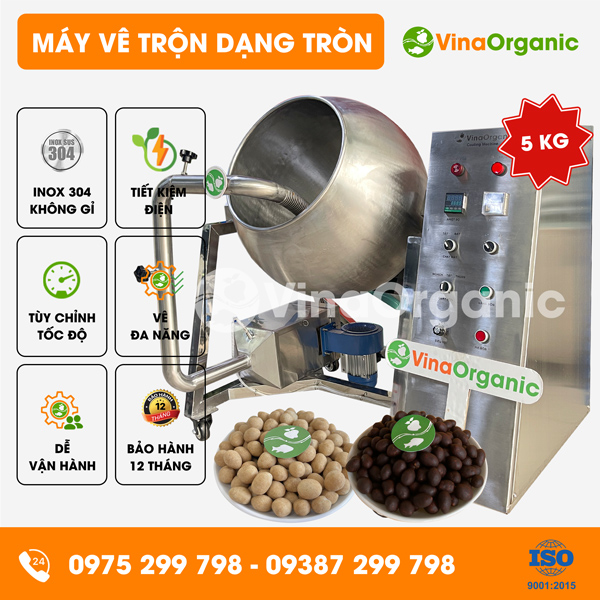 MVTT05 - Máy vê trộn dạng tròn 5kg, vê đậu phộng da cá, vê hạt điều