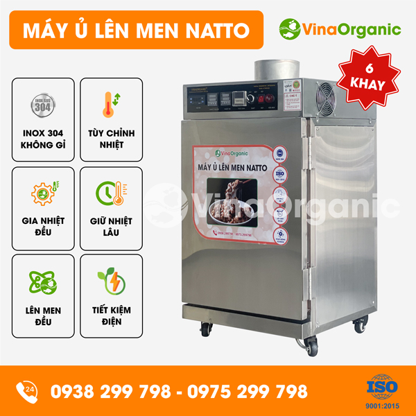 NATTO0644 - Máy ủ lên men natto 6 khay (40x40cm), năng suất 9kg/mẻ