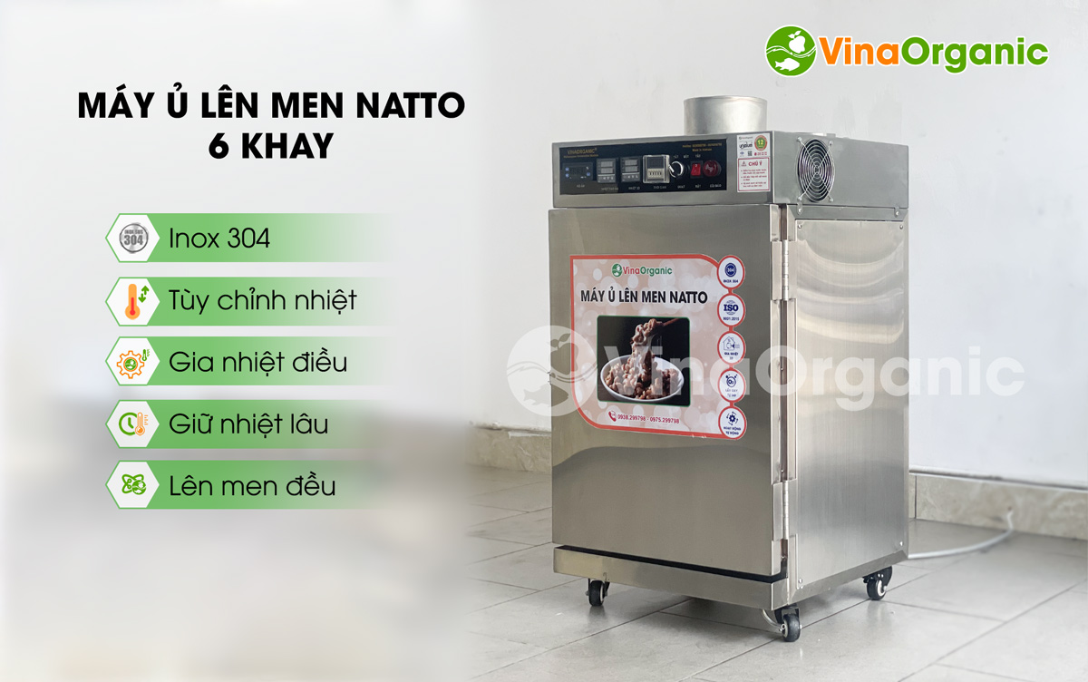 Máy ủ lên men natto 6 khay NATTO0644, inox 304, lên men hiệu quả, chất lượng, tiết kiệm điện... Hotline/Zalo: 0938299798 – 0975299798