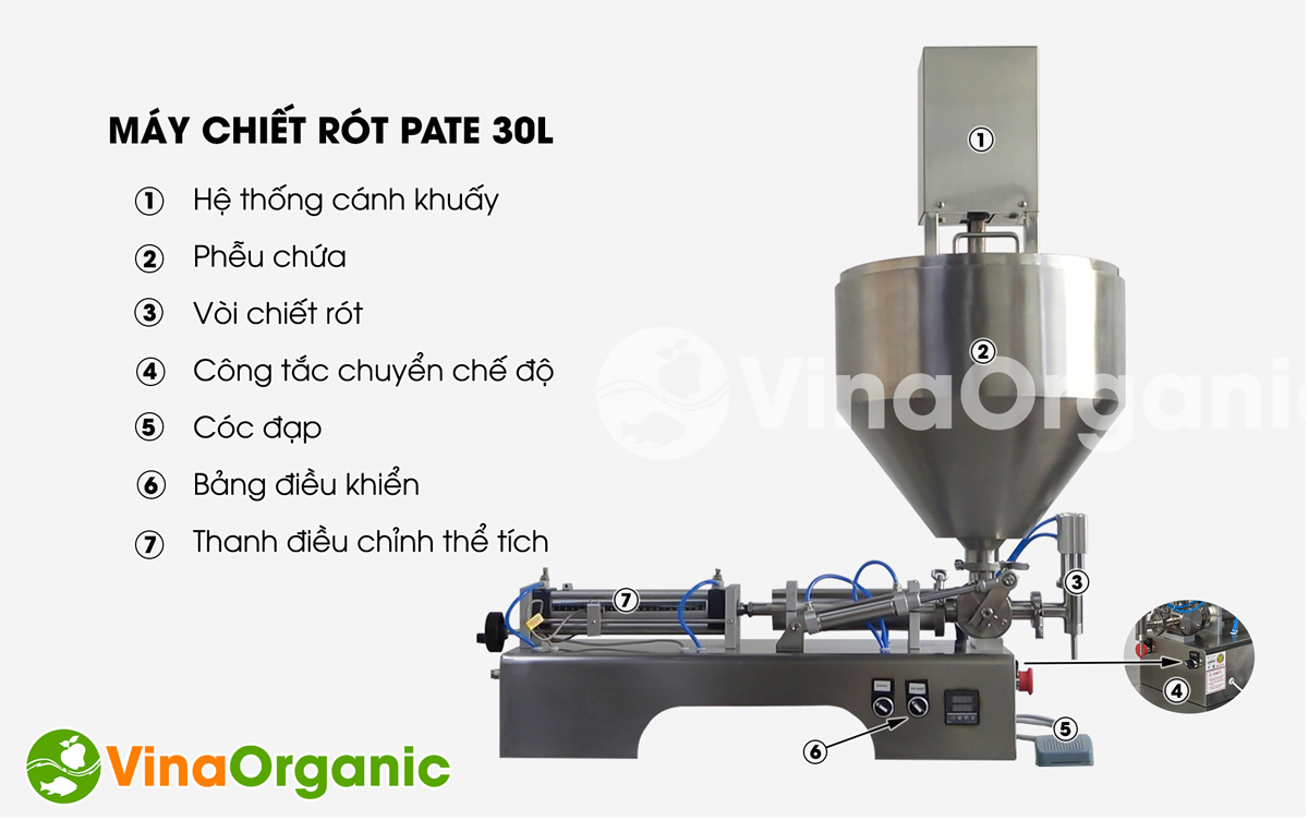 CRPT30 - Máy chiết rót pate 30L, inox 304. Chiết rót đa năng pate, sữa chua, xốt, nước mắm,... Hotline/Zalo: 0938299798 – 0975299798