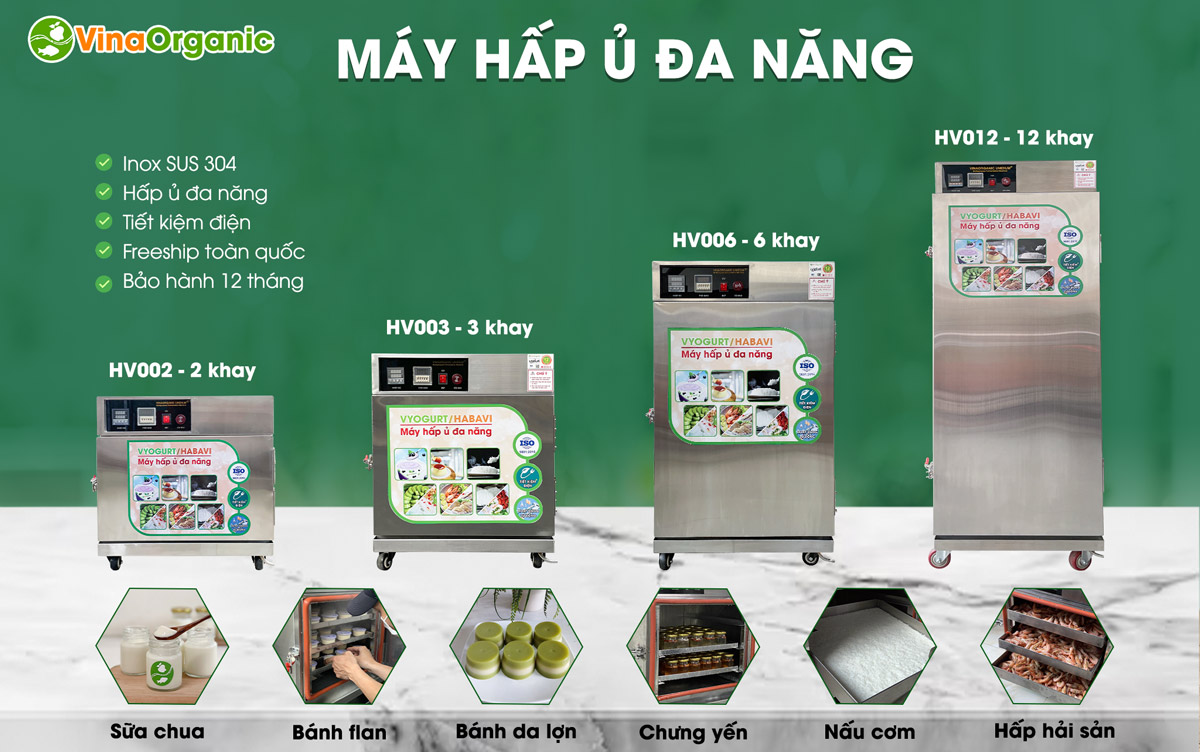 Máy hấp ủ đa năng 2 khay - HV002 tích hợp nhiều chức năng: ủ sữa chua, hấp bánh flan, hấp bánh bao, bánh da lợn,... Hotline/Zalo: 0938299798 – 0975299798