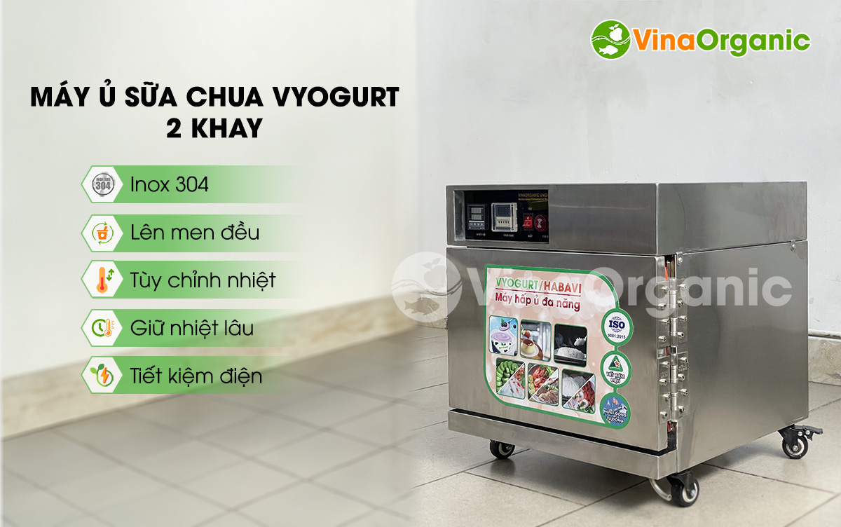 Máy ủ sữa chua VYogurt 2 khay - HV002, ủ sữa chua, hấp bánh flan, bánh da lợn,... Full inox 304, tiết kiệm điện,... Hotline/Zalo: 0938299798 – 0975299798