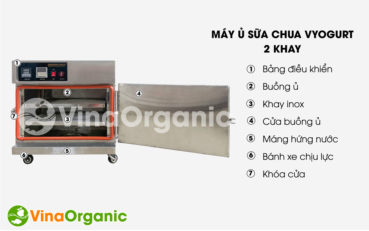 Máy ủ sữa chua VYogurt 2 khay - HV002, ủ sữa chua, hấp bánh flan, bánh da lợn,... Full inox 304, tiết kiệm điện,... Hotline/Zalo: 0938299798 – 0975299798