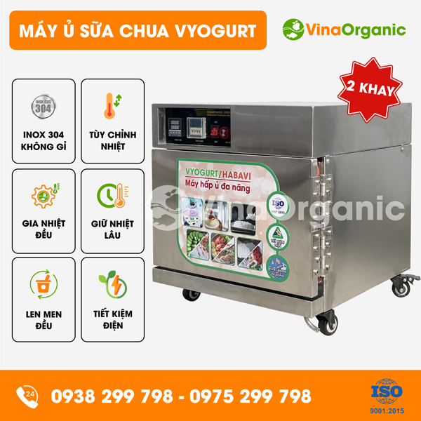HV002 - Máy ủ sữa chua VYogurt 2 khay (40x40cm), ủ 10L/mẻ