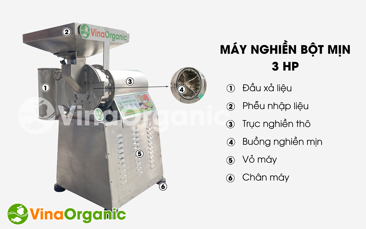 MN03HP - Máy nghiền bột mịn 3Hp, full inox 304, năng suất 5 - 15kg/h, nghiền bột đậu hạt, nấm linh chi,... Hotline/Zalo: 0938299798 – 0975299798