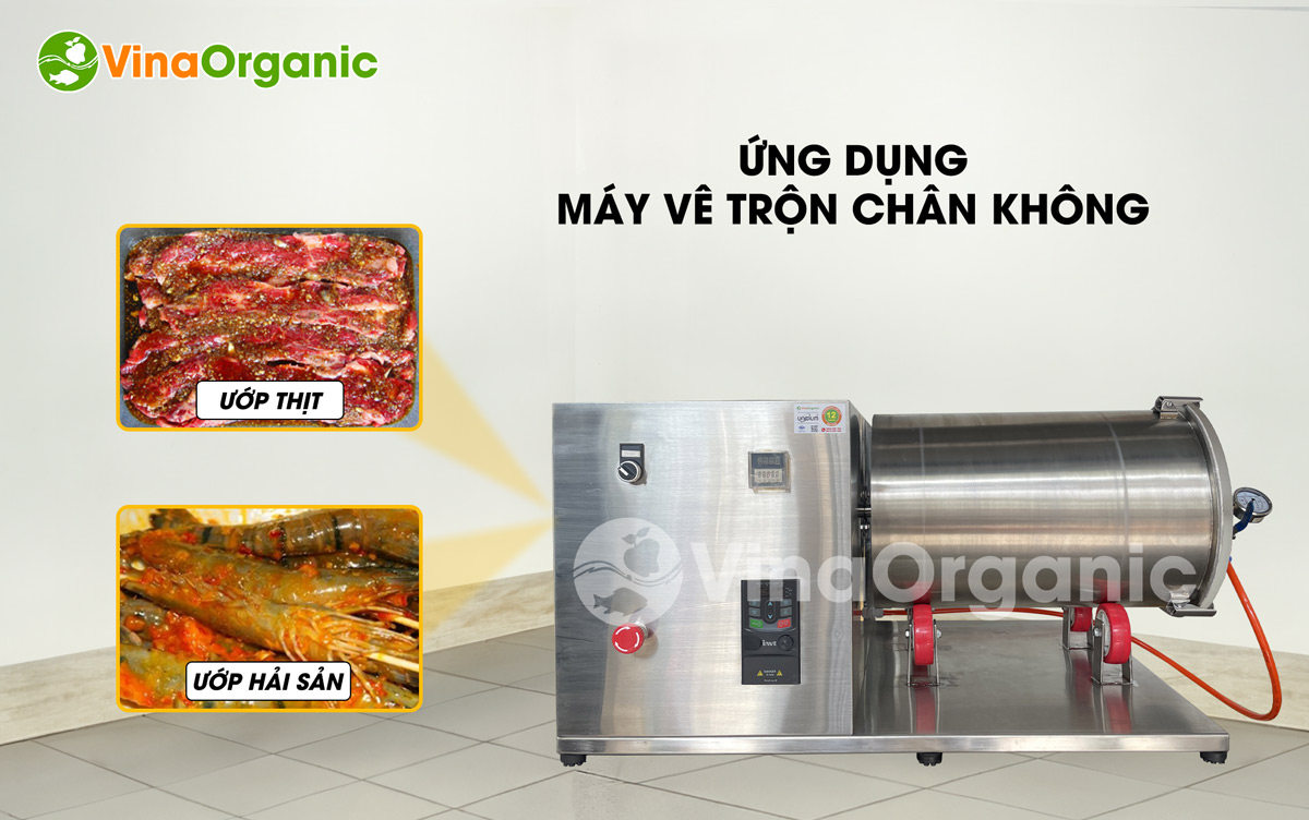 Máy vê trộn chân không 50L, ướp tẩm gia vị thịt, hải sản chiên nướng,... Inox 304, tiết kiệm điện. LH/Zalo: 0938299798 - 0975299798