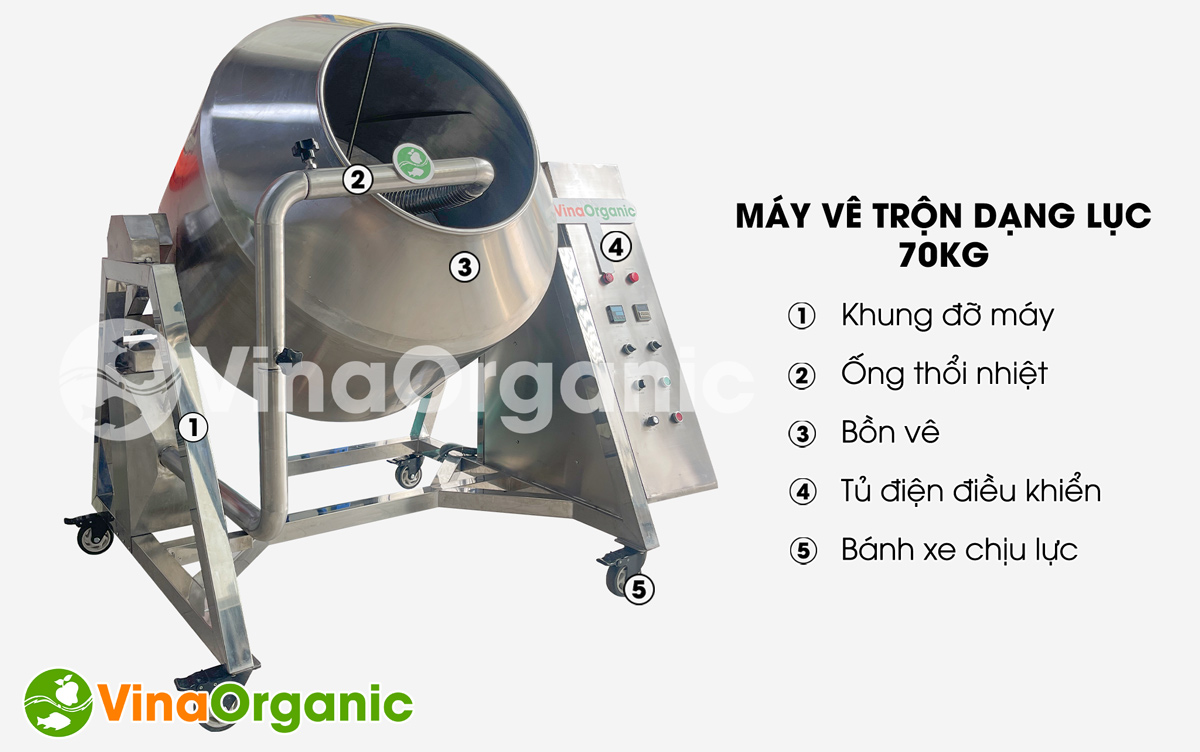 MVTL70 - Máy vê trộn dạng lục 70kg, trộn gia vị rong biển, sườn non chay. Liên hệ ngay Hotline/Zalo: 0938299798 – 0975299798 để được tư vấn và báo giá!