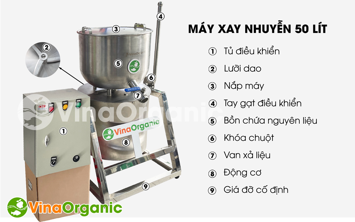MXN050 - Máy xay nhuyễn 50L, máy xay nhuyễn đậu hạt, rau củ, muối ớt chấm hải sản... full inox 304, tiết kiệm điện. LH Hotline/zalo: 0975299798 - 0938299798