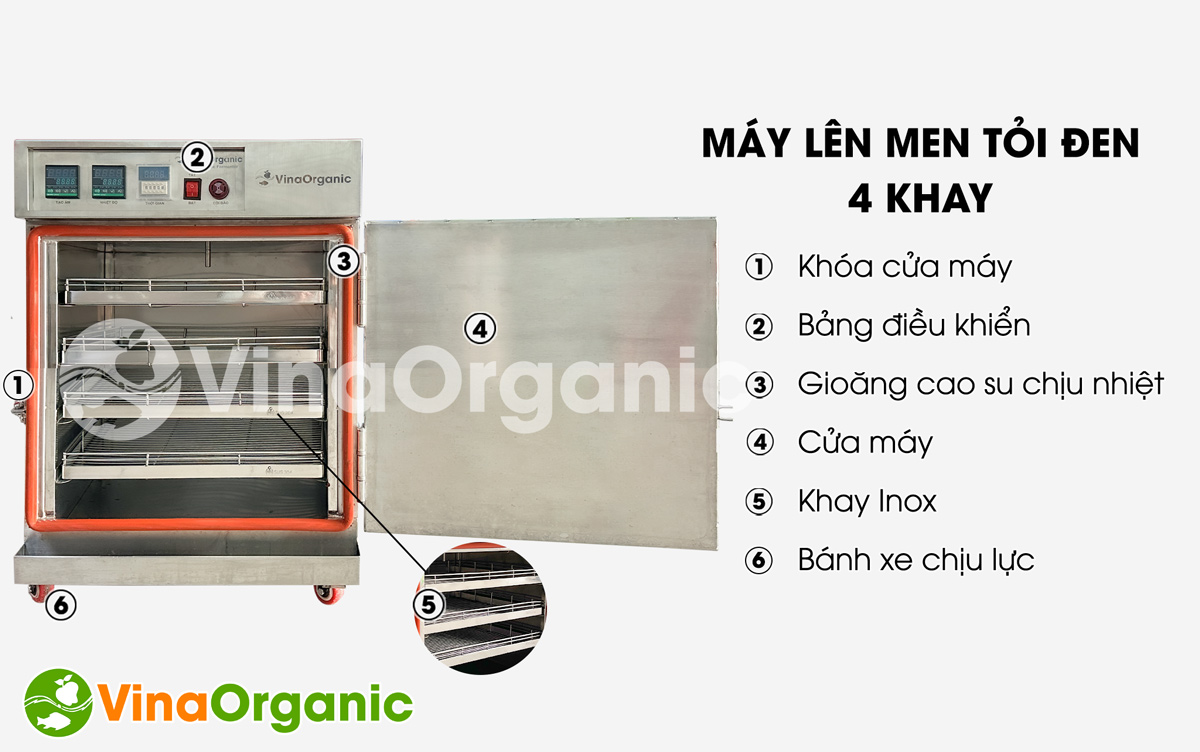 VG004 - Máy lên men tỏi đen 4 khay VGarlic nhỏ gọn, hiệu quả, vật liệu inox 304, tiết kiệm điện. Hotline/Zalo: 0938299798 – 0975299798