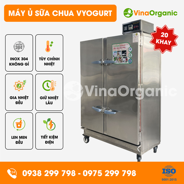 VY2044 - Máy ủ sữa chua Vyogurt 20 khay (40x40cm), ủ 100L/mẻ