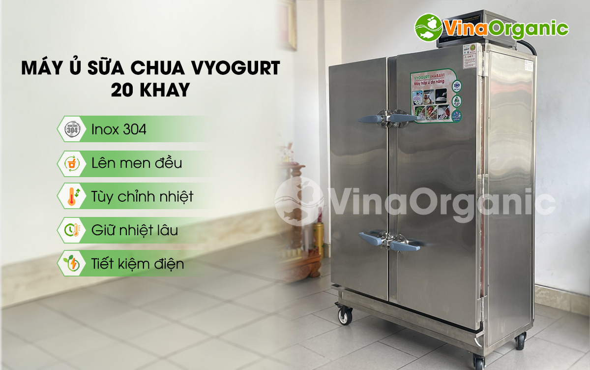 VY2044 - Máy ủ sữa chua 20 khay VYogurt, full inox 304, tiết kiệm điện, lên men đều, năng suất lớn 100L/mẻ. Hotline/Zalo: 0938299798 – 0975299798