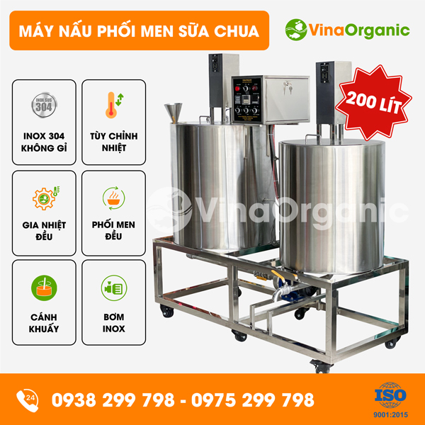 VYM200 - Máy nấu phối men sữa chua VYogurt 200L, nấu nhanh, phối men đều