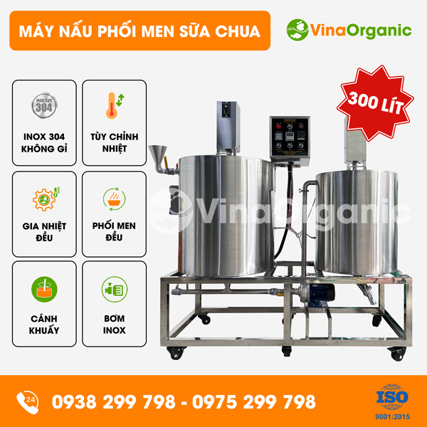 VYM300 - Máy nấu phối men sữa chua VYogurt 300L, năng suất cao