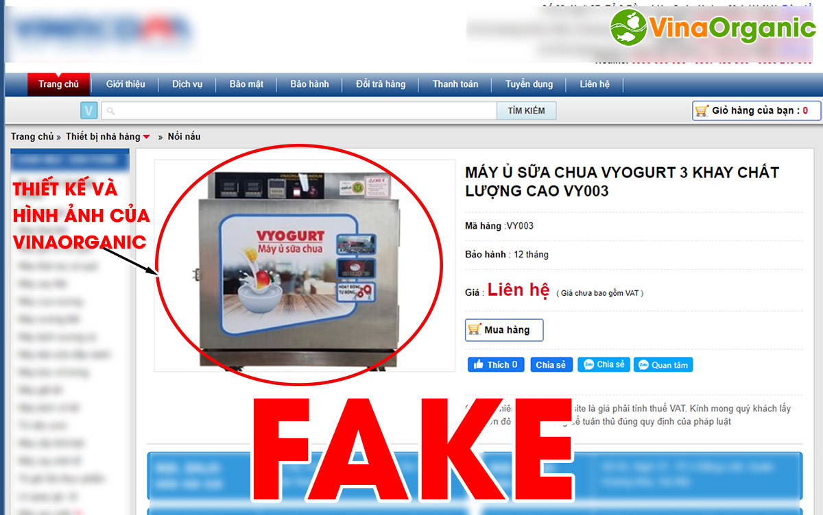 Bài viết Cảnh báo hàng giả - hàng nhái Máy ủ sữa chua thương hiệu VYogurt của VinaOrganic để quý khách hàng tránh mua hàng kém chất lượng!