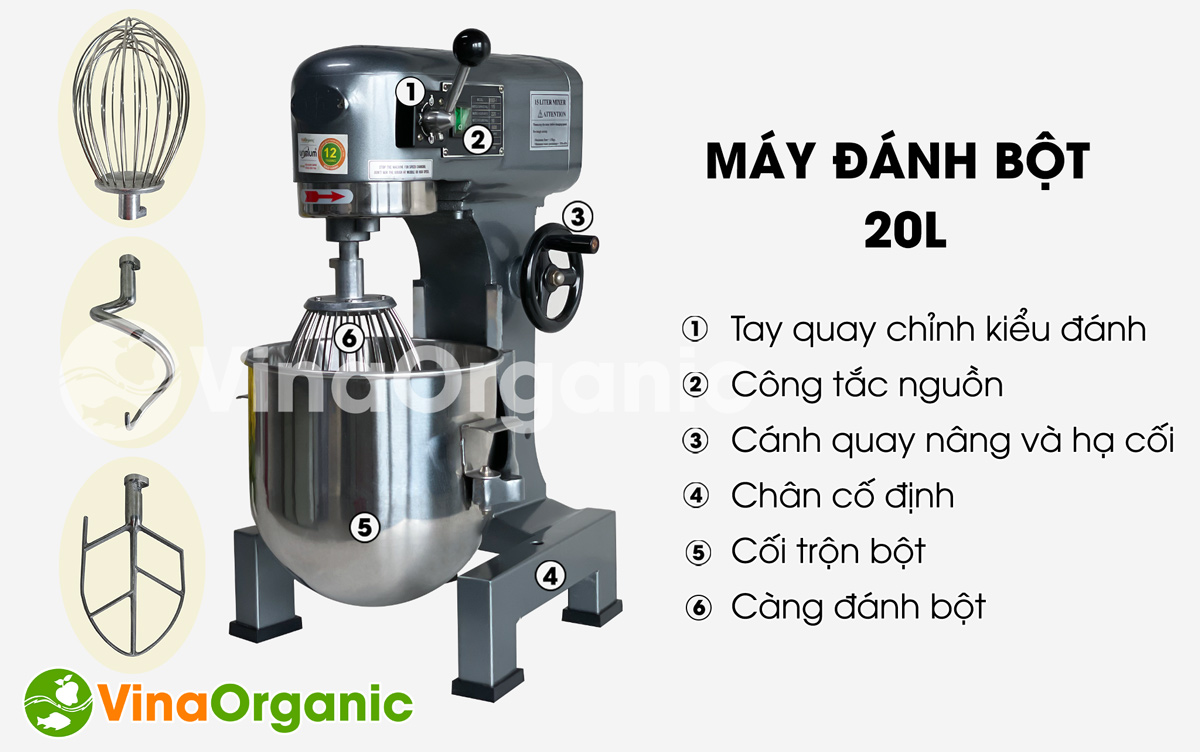 VinaOrganic xin giới thiệu máy trộn bột, đánh trứng, trộn nhân đa năng model DT-B20G. Hotline/zalo 0975299798 - 0938299798