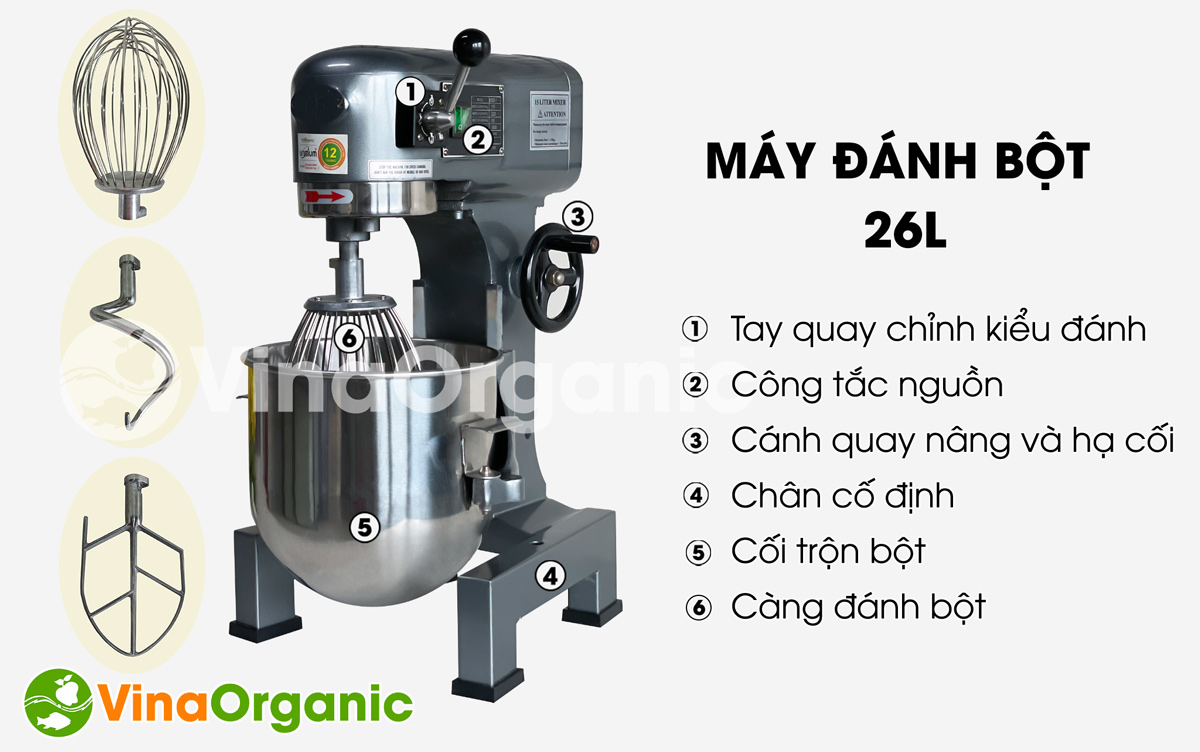 VinaOrganic xin giới thiệu máy đánh bột 26L model DT-MBSXH20, nhào bột, trộn thực phẩm, đánh trứng đa năng. Hotline/zalo 0975299798 - 0938299798