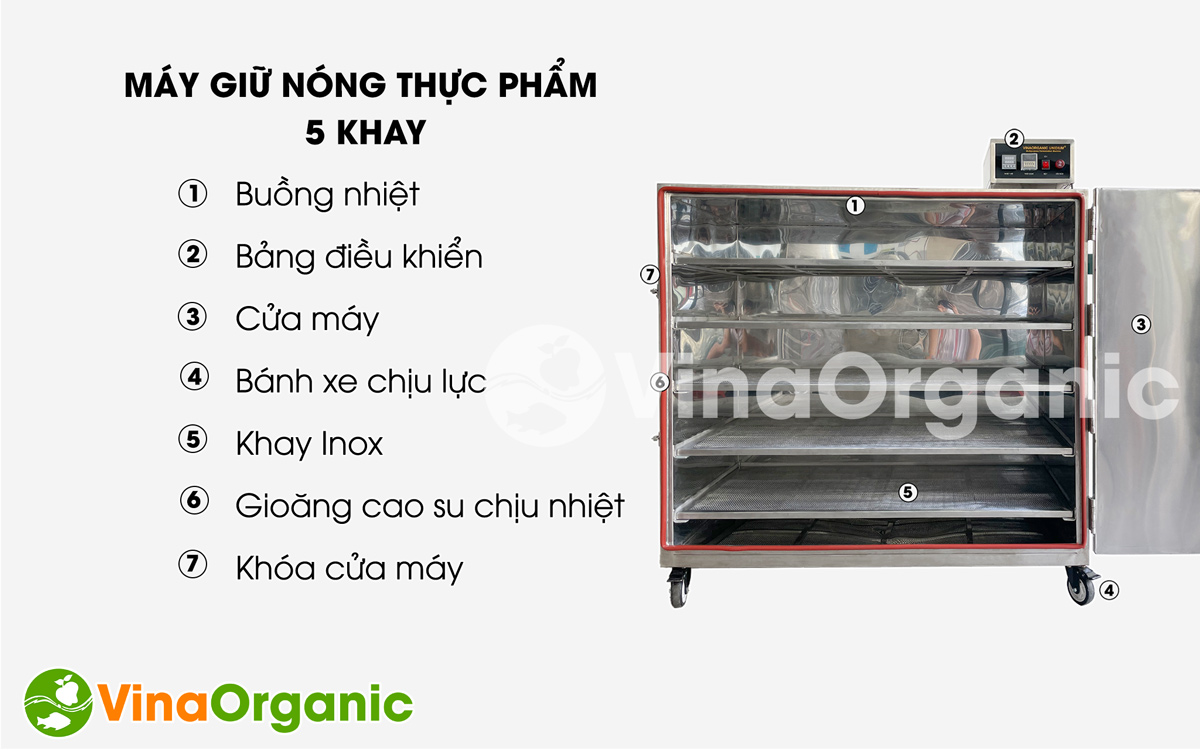 GN0546 - Máy giữ nóng thực phẩm đa năng 5 khay (40x60cm), giữ nóng bánh hỏi, gà vịt,...Inox cao cấp, tiết kiệm điện. Hotline/Zalo: 0938299798 – 0975299798