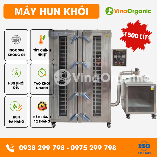 HK1500 - Máy hun khói 1500L (40 khay 60x60cm), xông khói gà, vịt, xúc xích, thịt, cá