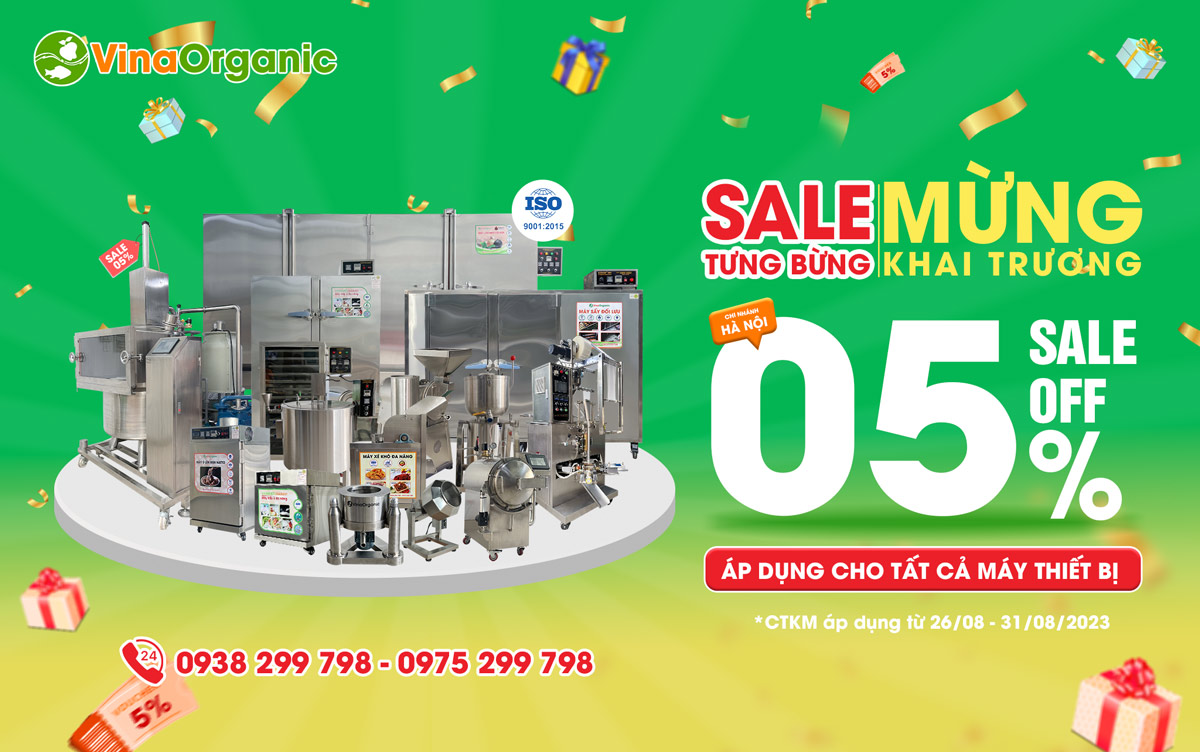 VinaOrganic xin được thông báo đến quý khách hàng chi nhánh mới khai trương tại Hà Nội cùng nhiều khuyến mãi hấp dẫn từ 26/08 - 31/08/2023.