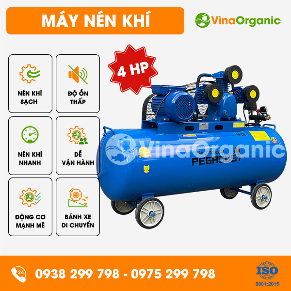 MNK40230 - Máy nén khí 4HP (230 lít), thiết bị hỗ trợ các máy đóng gói, máy ép tạo hình