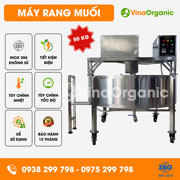 MRM050 – Máy rang muối tự đảo 50kg, rang muối ớt Tây Ninh, muối sấy Ngọc Yến