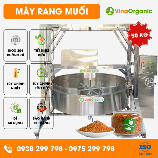 MRM050 – Máy rang muối tự đảo 50kg, rang muối ớt Tây Ninh, muối sấy Ngọc Yến