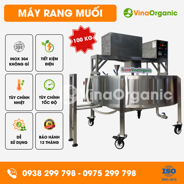 MRM100 – Máy rang muối tự đảo 100kg, rang muối tôm, muối ớt Tây Ninh
