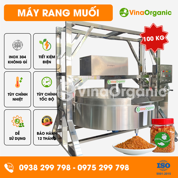 MRM100 – Máy rang muối tự đảo 100kg, rang muối tôm, muối ớt Tây Ninh