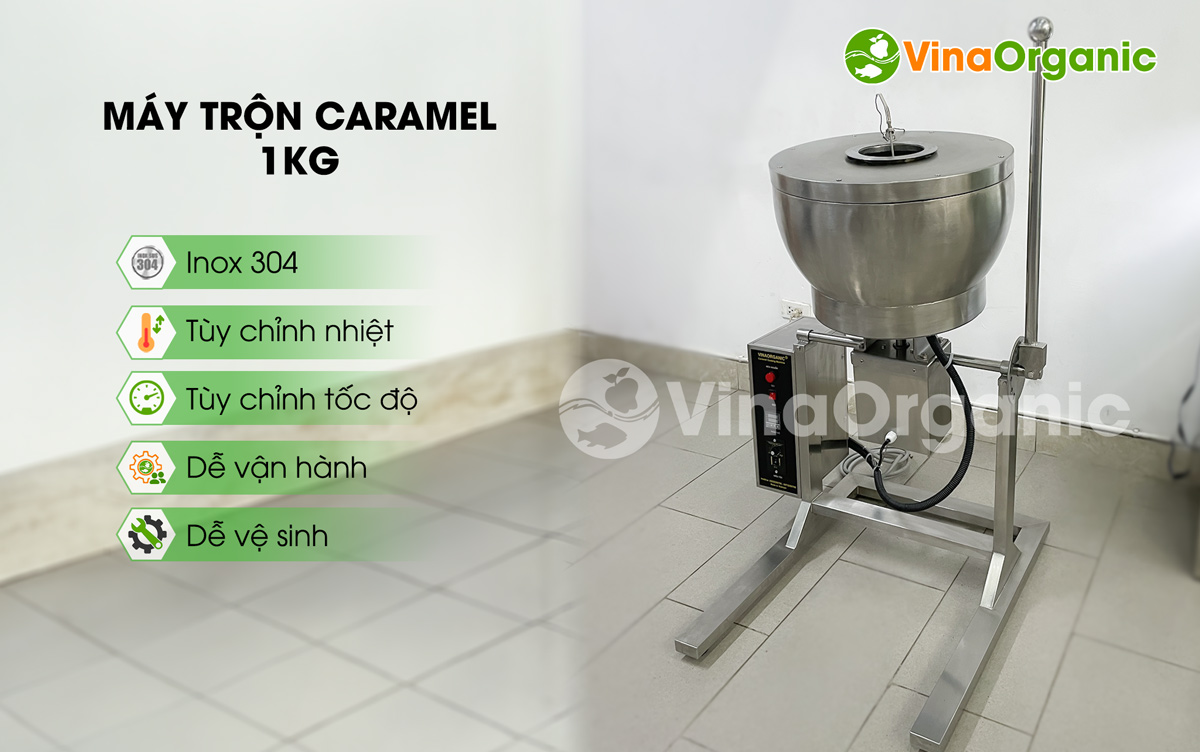 MVTK015A - Máy trộn caramel 1kg, full inox 304, tùy chỉnh nhiệt, tùy chỉnh tốc độ, vận hành dễ dàng. Hotline/Zalo: 0938299798 – 0975299798