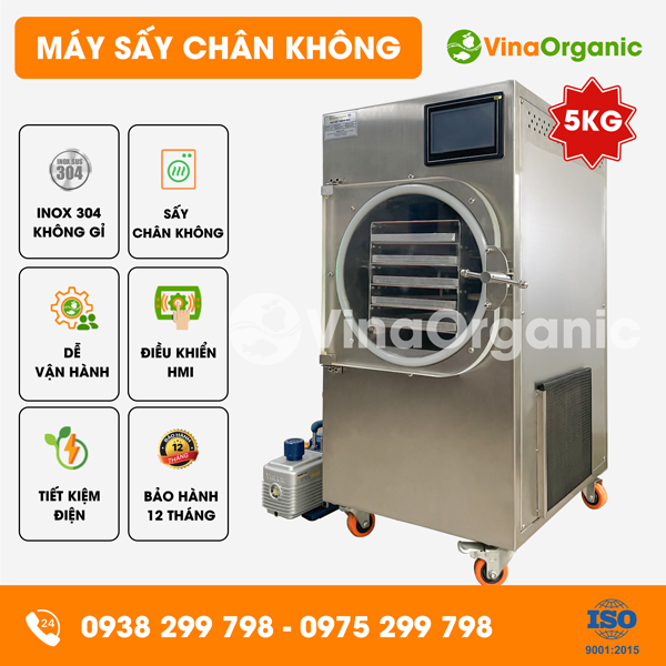 SCK005 - Máy sấy chân không 5 khay (25x50cm), năng suất 5kg/mẻ