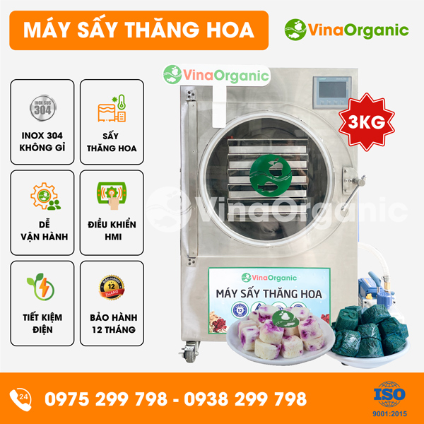 STH003 – Máy sấy thăng hoa 3kg, sấy rau củ, sấy đông trùng hạ thảo