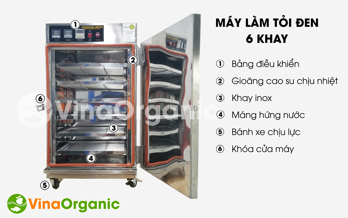 VG006 - Máy lên men tỏi đen 6 khay VGarlic nhỏ gọn, hiệu quả, vật liệu inox 304, tiết kiệm điện. Hotline/Zalo: 0938299798 – 0975299798