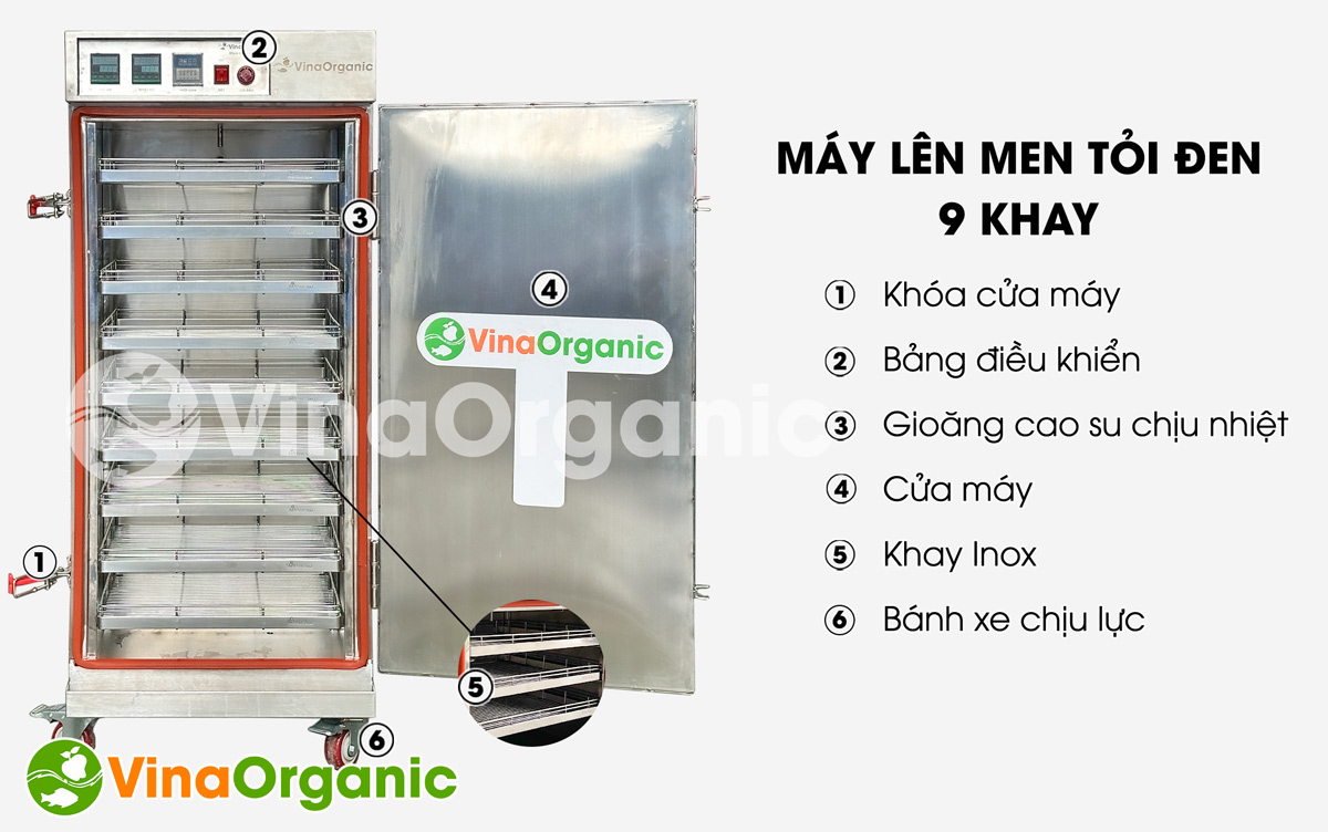 VG009 - Máy lên men tỏi đen 9 khay VGarlic nhỏ gọn, hiệu quả, vật liệu inox 304, tiết kiệm điện. Hotline/Zalo: 0938299798 – 0975299798