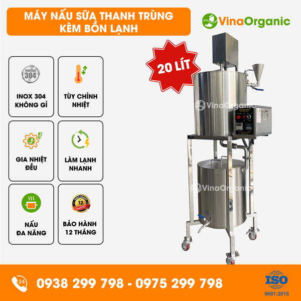 B020L - Máy nấu sữa thanh trùng 20L kết hợp bồn làm lạnh, tiện lợi, đa năng