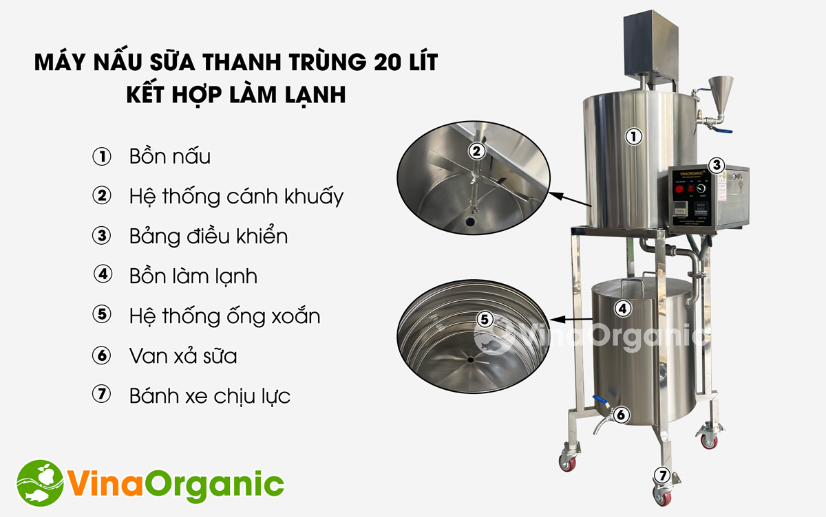 Máy nấu sữa thanh trùng 20L kết hợp bồn làm lạnh, tiện lợi, tiết kiệm chi phí. Liên hệ ngay qua số Hotline/Zalo: 0938299798 – 0975299798 để được tư vấn!