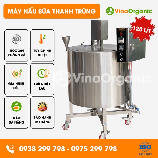 B120 - Máy nấu sữa thanh trùng 120L, nấu sữa bò, sữa hạt đa năng